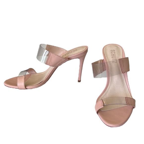 LN Rare Schutz Adinna Rose Blush Pink Clear Vinyl Strappy Sandals Heels - 6.5 - Picture 4 of 16